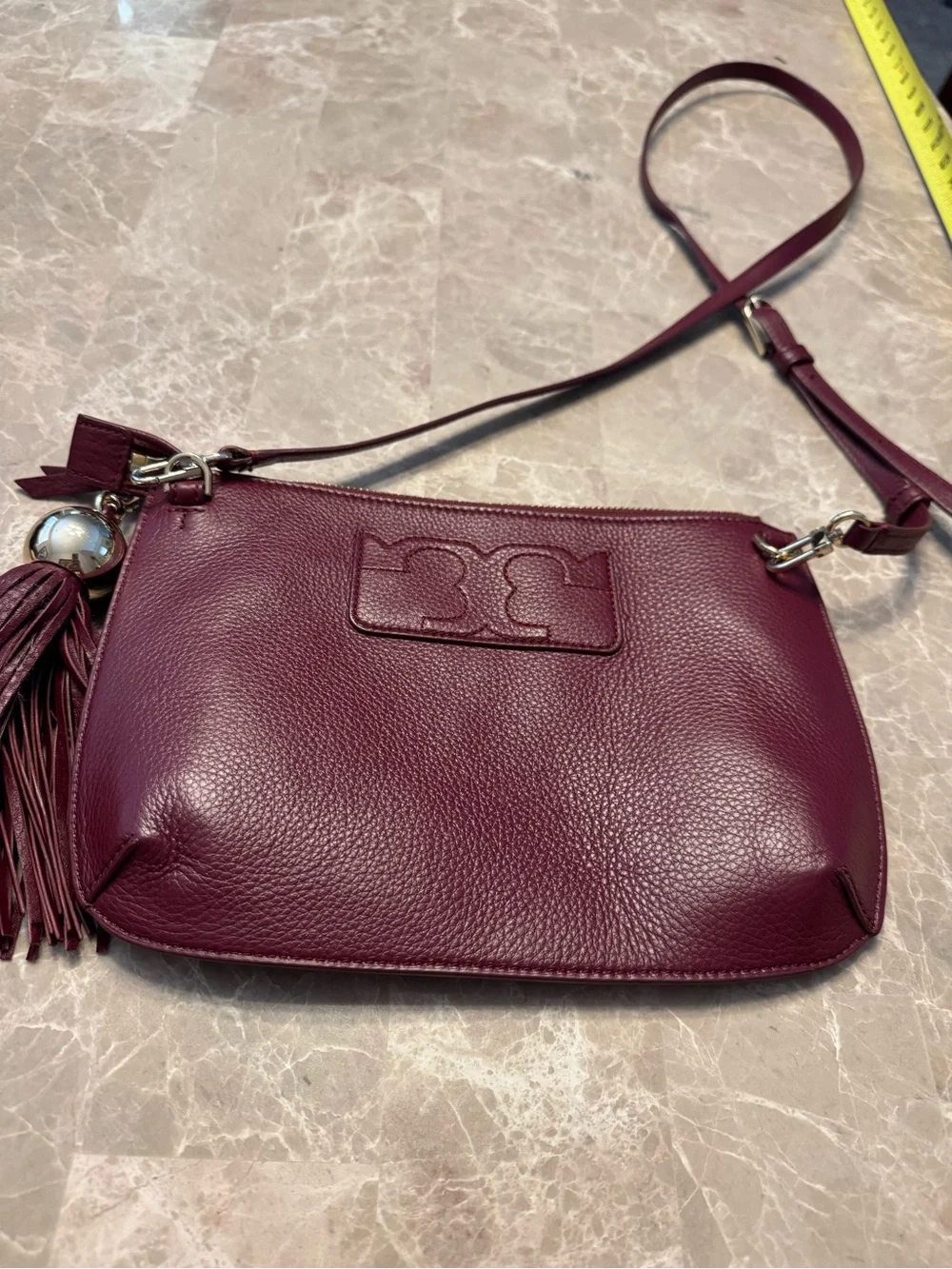 Tory Burch Tassel Crossbody Color Maroon